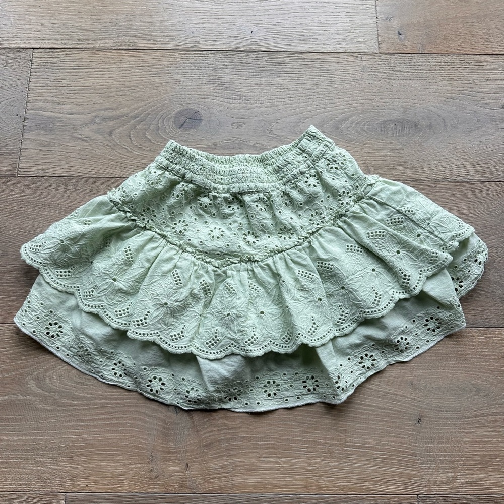 Zara Mint Eyelet Tiered Mini Skirt Skort